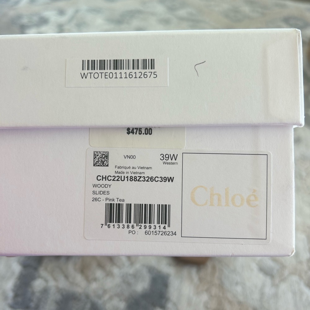 Chloe Woody Logo Sandal Slides in Pink Tea - Picture 7 of 8
